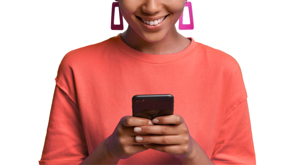 Chatkoto user smiling while messaging on their phone